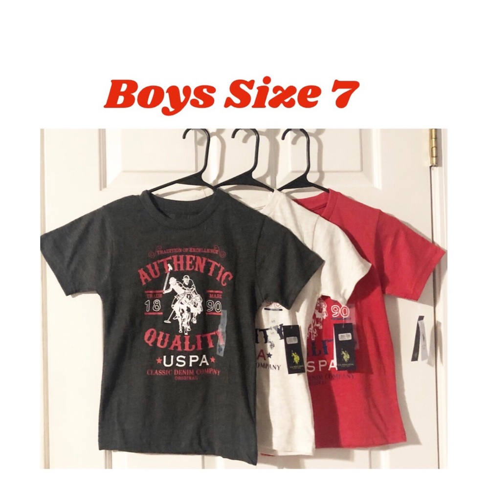 3 New U.S. POLO ASSN. Boys T-Shirts, Size 7